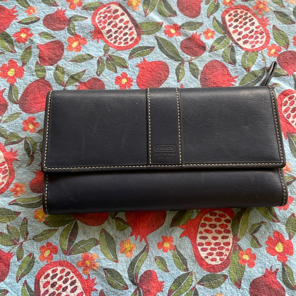 Navy blue Coach wallet with checkbook